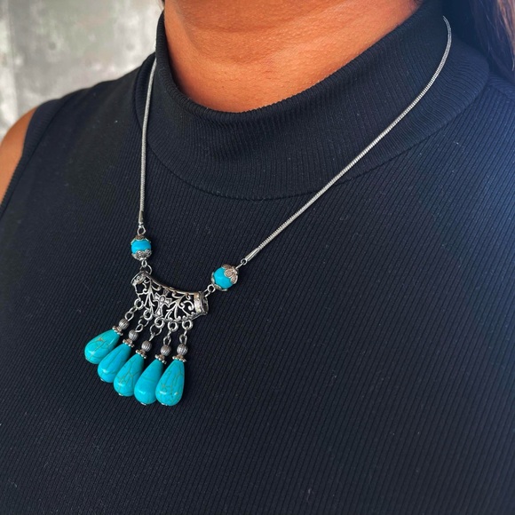 The Turquoise Tassel Necklace - Picture 2 of 2